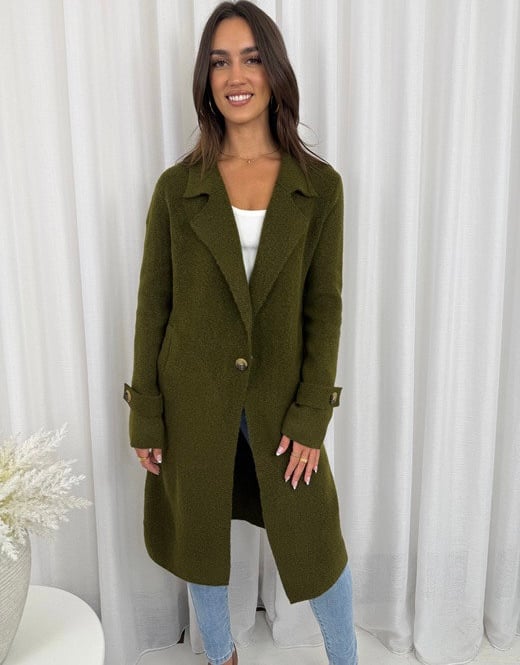 Image of Long Knit Cardi - Khaki