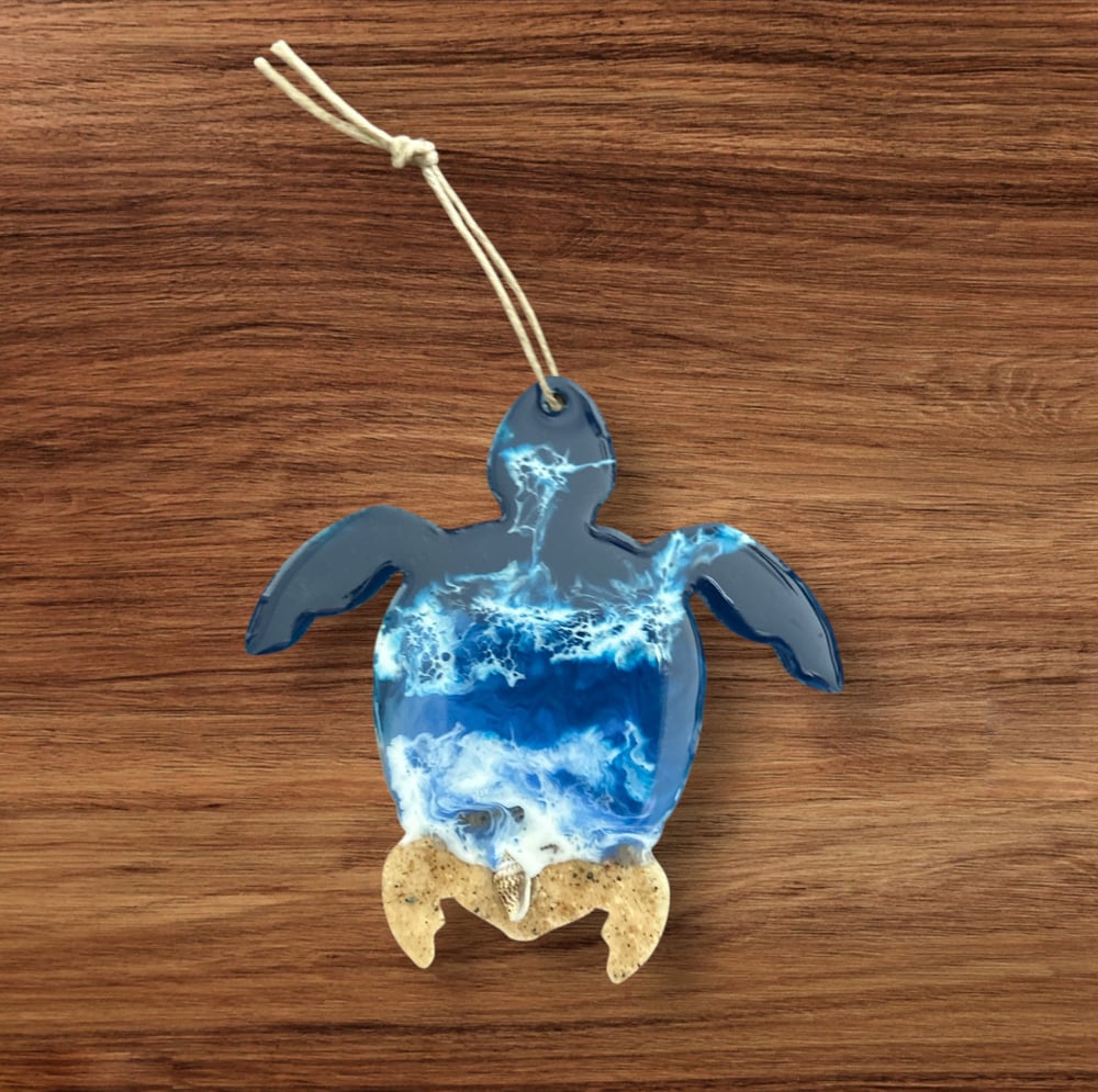 Image of Resin Ocean Themed Ornament -  Sea Turtle