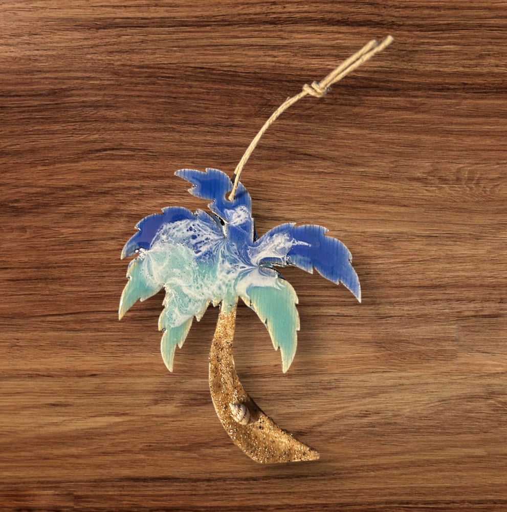 Image of Resin Ocean Themed Ornament - Palm Tree
