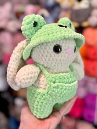 Image 2 of Bunny in Frog Hat and Overalls 