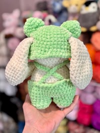 Image 3 of Bunny in Frog Hat and Overalls 