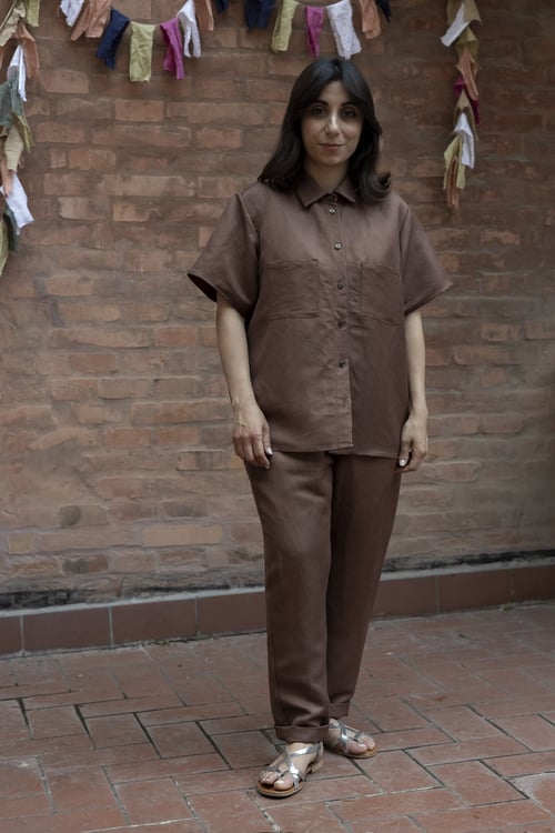 Image of CAMICIA NIMBUS LINO MARRONE