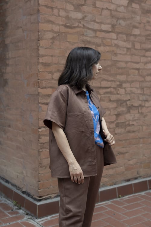 Image of CAMICIA NIMBUS LINO MARRONE