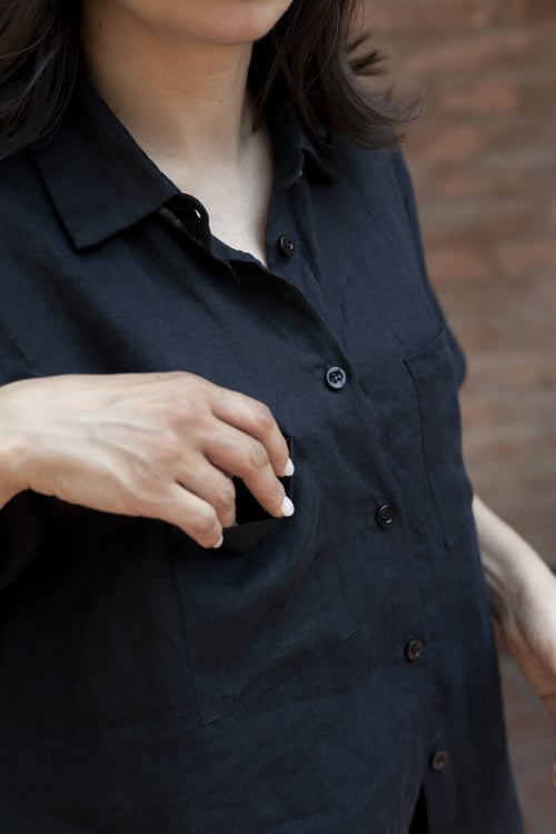 Image of CAMICIA NIMBUS LINO NERO