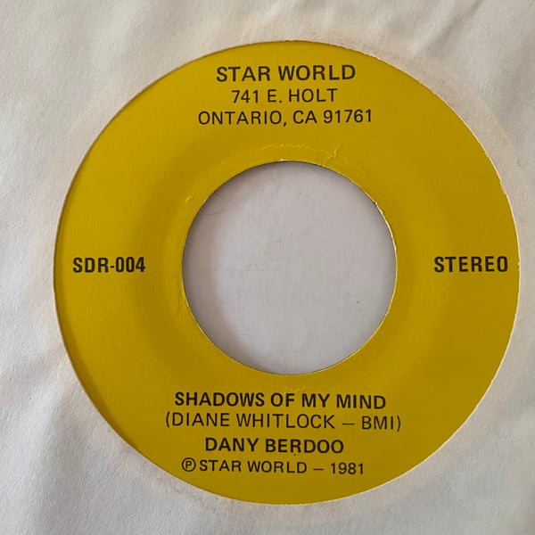 Image of Dany Berdoo "Shadows Of My Mind" b/w "Cycle Of Love"