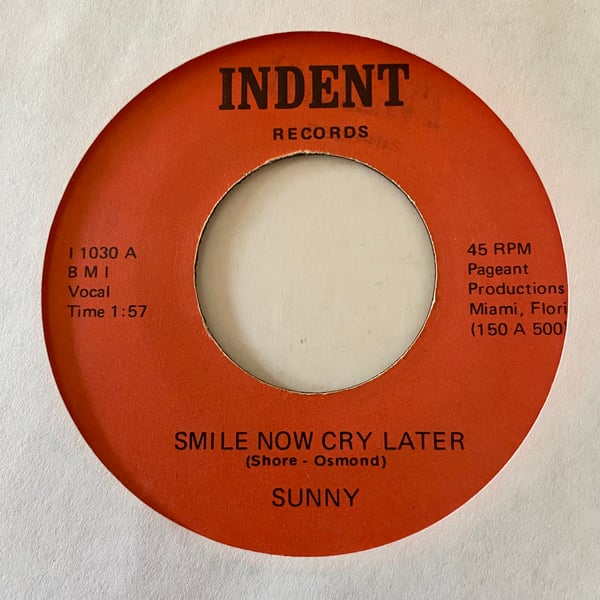 Image of Sunny "Smile Now Cry Later" b/w Barbara Mason "Yes I'm Ready"