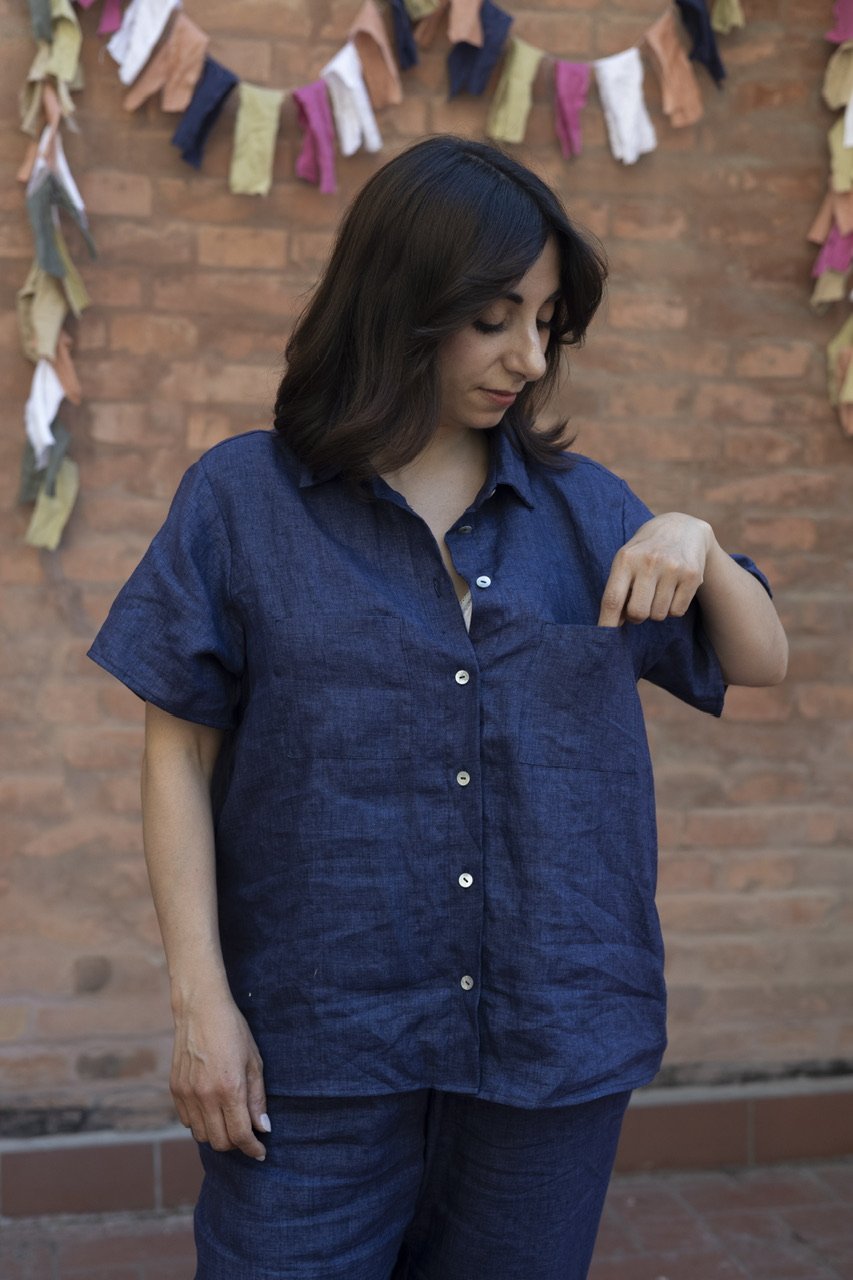 Image of CAMICIA NIMBUS LINO BLU
