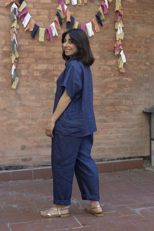 Image of PANTA NIMBUS LINO BLU