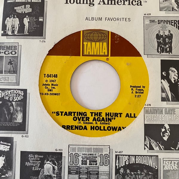 Image of Brenda Holloway "Starting The Hurt All Over Again" b/w "Just Look What You've Done"