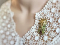 Image 6 of Fae Cicada Brooch Pin, Ruby fire opal Cicada jewelry, Handcrafted Art Deco insect jewelry