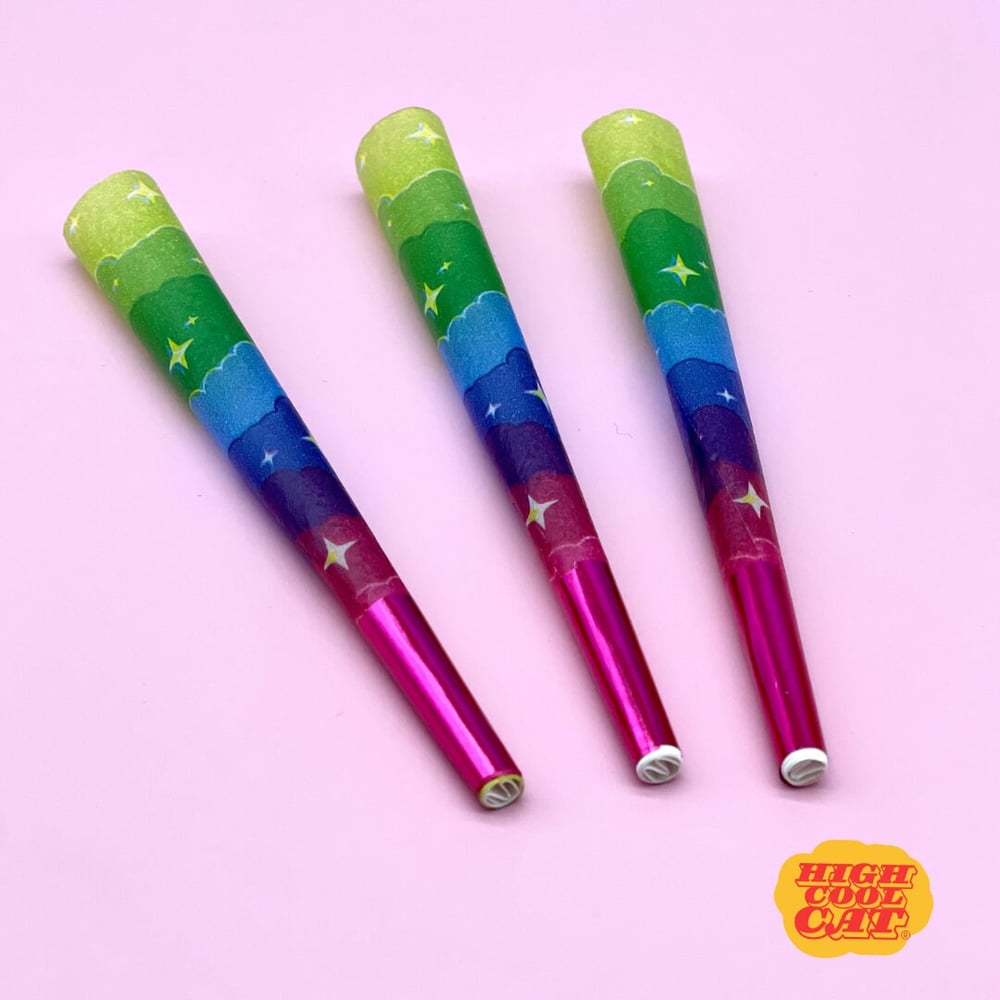 Image of Rainbow Paper Cones – Decorative Tubes for Party or Gift Use (Empty)-633209f1