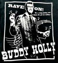 Image 1 of Buddy Holly Rave On! 1950's Rock N' Roll Screen Print T-Shirt