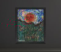 Image 2 of 'Held By the Moon's Gaze' - Abstract Expressionist Acrylic on Canvas Panel, 8x10 Framed