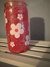 Image 1 of 🌸 Pink Flowers Glitter Tumbler