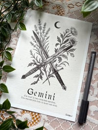 Image 1 of Gemini inspired zodiac sword giclee print