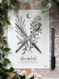Image 2 of Gemini inspired zodiac sword giclee print