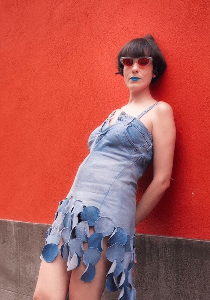 Image of Vestido Vaquero cascadas circulares
