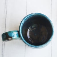 Image 8 of Melting Turquoise Glazed Pottery Mug, 12 Ounce Coffee Cup, Made in USA