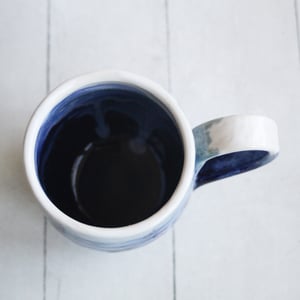 Image of Shades of Blue Pottery Mug with Dripping Glazes, 12 Ounce Handcrafted Pottery Mug, Made in USA