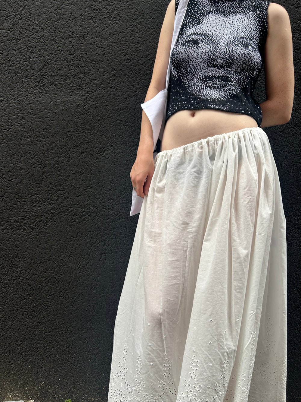 New merino wool knitted top M black nd white 