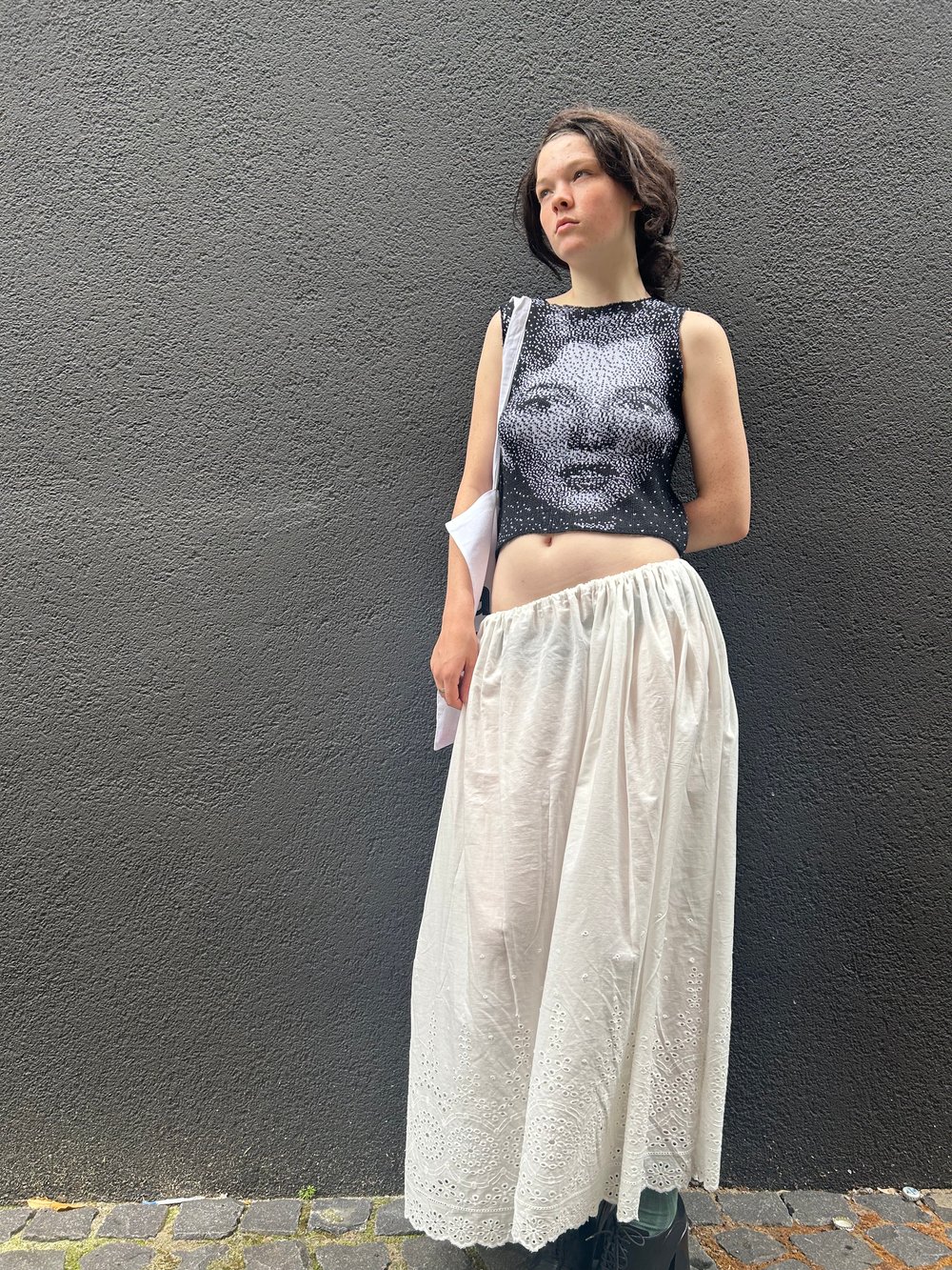 New merino wool knitted top M black nd white