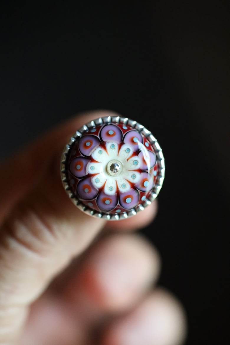 Image of Lilac and Ivory Floral Ring with Ruffle