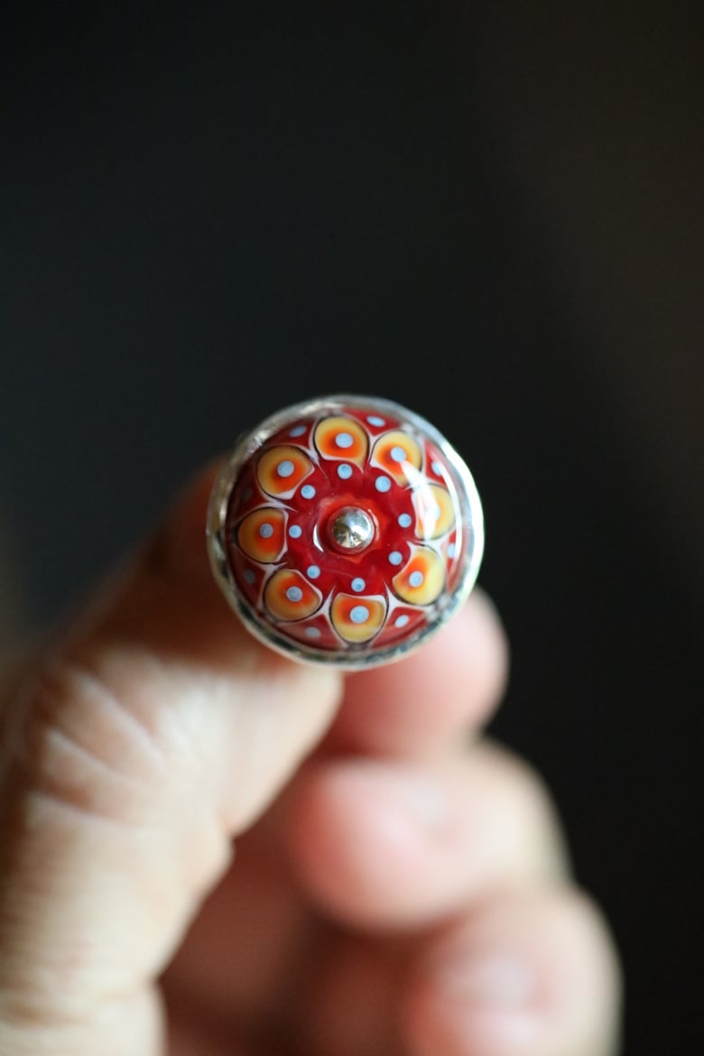 Image of Sungold and Red Floral Ring