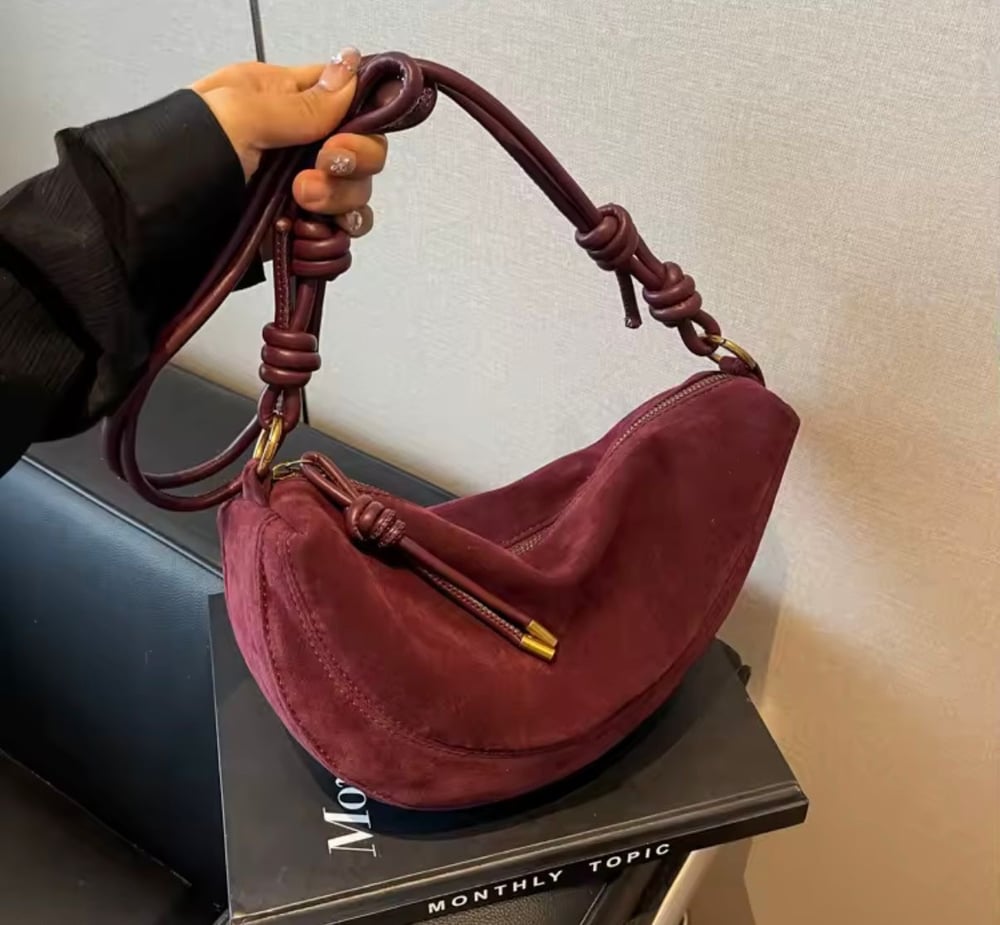 Image of Faux Suede Saddle Bag