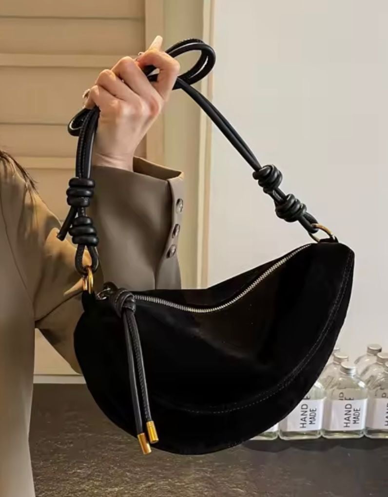 Image of Faux Suede Saddle Bag