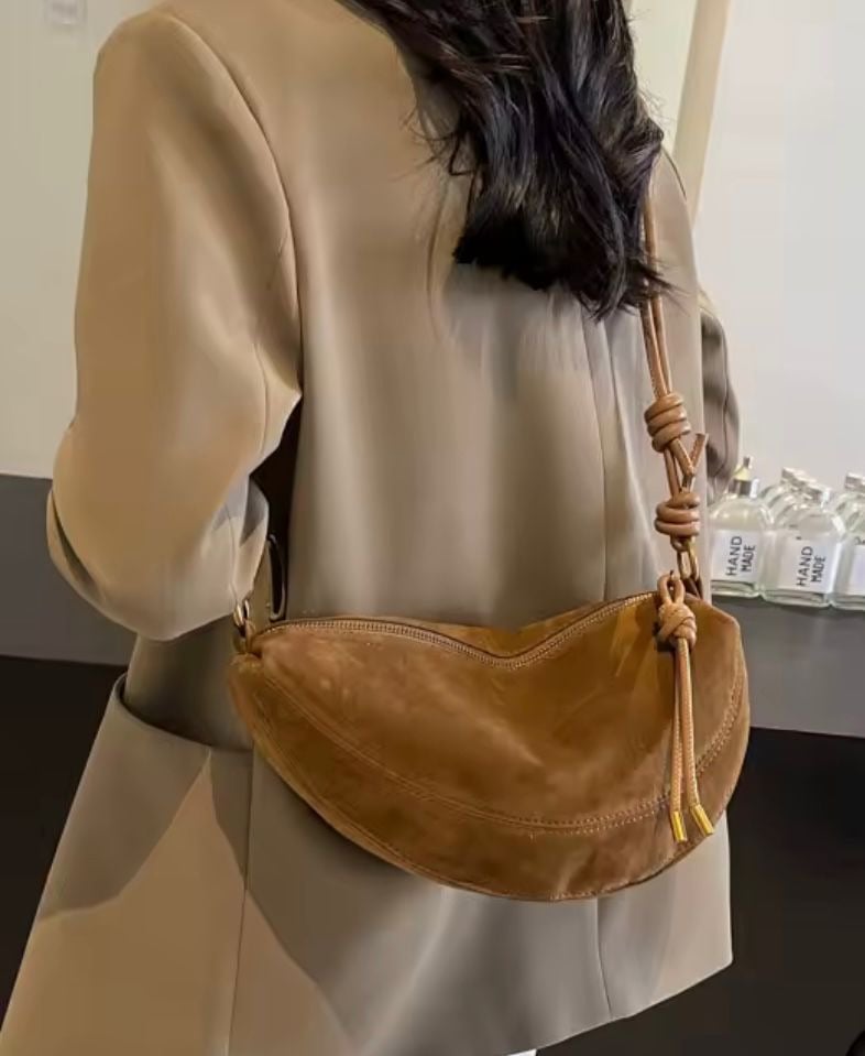 Image of Faux Suede Saddle Bag
