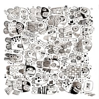 Image 1 of school of fishes drawing