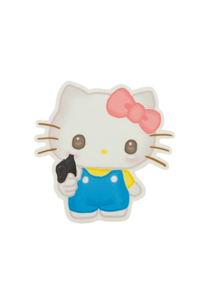 Image of hello kitty holding a gun sticker
