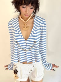Image 1 of Navy-style striped sun-protective top