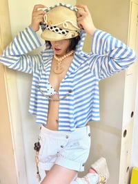 Image 4 of Navy-style striped sun-protective top