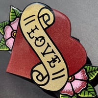 Image 1 of TRAD HEART - PINK FLOWERS