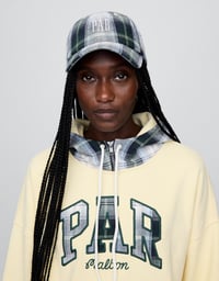 Image 2 of Gap × Malbon Linen-Cotton Logo Plaid Baseball Hat [2025]