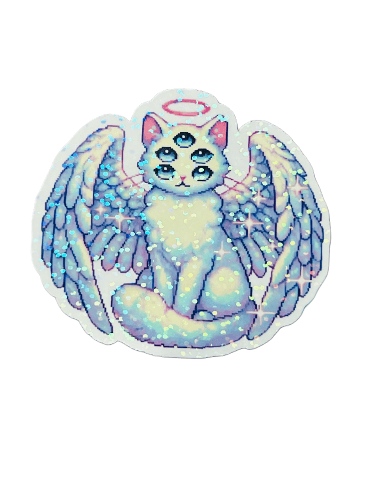 Image of biblically accurate angel kitty sticker