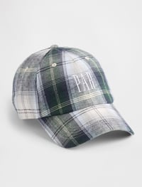 Image 1 of Gap × Malbon Linen-Cotton Logo Plaid Baseball Hat [2025]