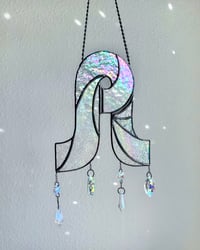 Image 3 of Pretty Lights Stained Glass Suncatcher Swirl Mobile – Iridescent Clear