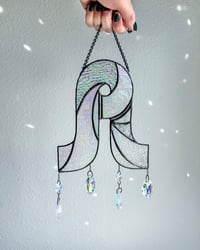 Image 4 of Pretty Lights Stained Glass Suncatcher Swirl Mobile – Iridescent Clear