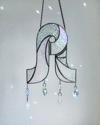 Image 1 of Pretty Lights Stained Glass Suncatcher Swirl Mobile – Iridescent Clear