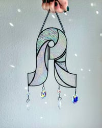 Image 5 of Pretty Lights Stained Glass Suncatcher Swirl Mobile – Iridescent Clear