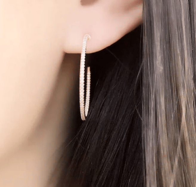 Image of 14kt and Diamond Inside and Out Hoops (15mm, 20mm and 25mm)