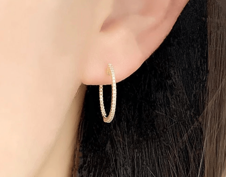 Image of 14kt and Diamond Inside and Out Hoops (15mm, 20mm and 25mm)