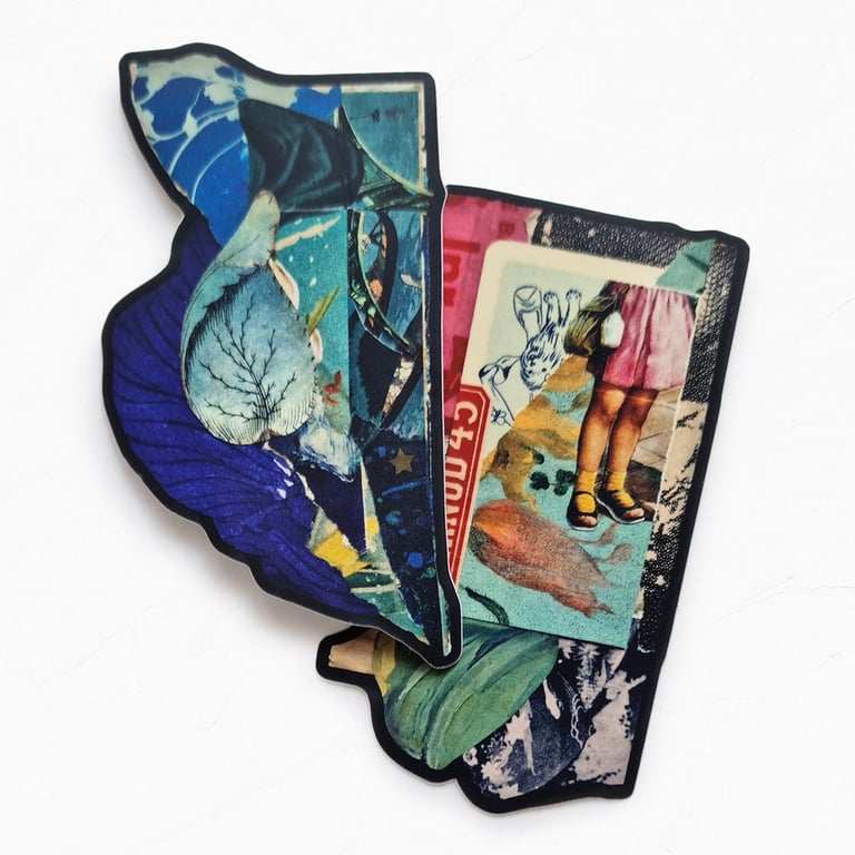 ‘alcyone’ and ‘anisette’ – mini collage cluster vinyl sticker duo