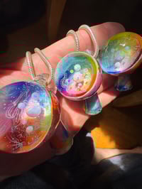 Image 2 of Rainbow Opal Gazer Cap Mushroom Pendants