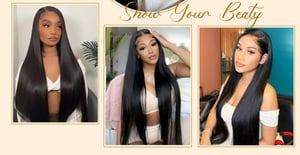 Image of 32 inch Lace Front Straight Human Hair Wig