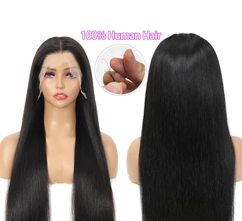 Image of 32 inch Lace Front Straight Human Hair Wig