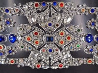 Image 6 of SOLD Sapphire and Topaz Art Deco Diamond Brooch (style A)