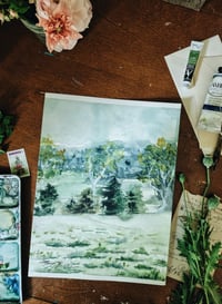 Image 1 of Rain Over the Mountain-Original Watercolor Painting 